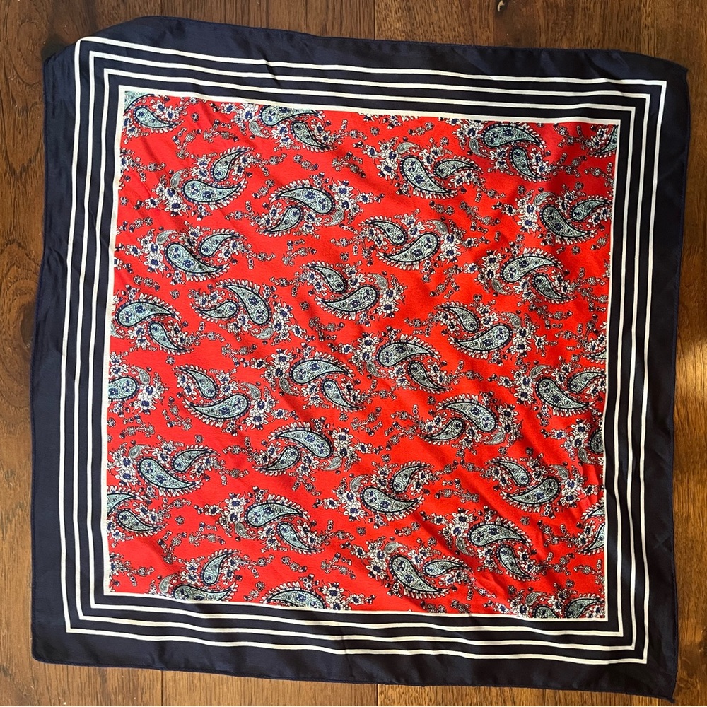 Red paisley satin bandanna